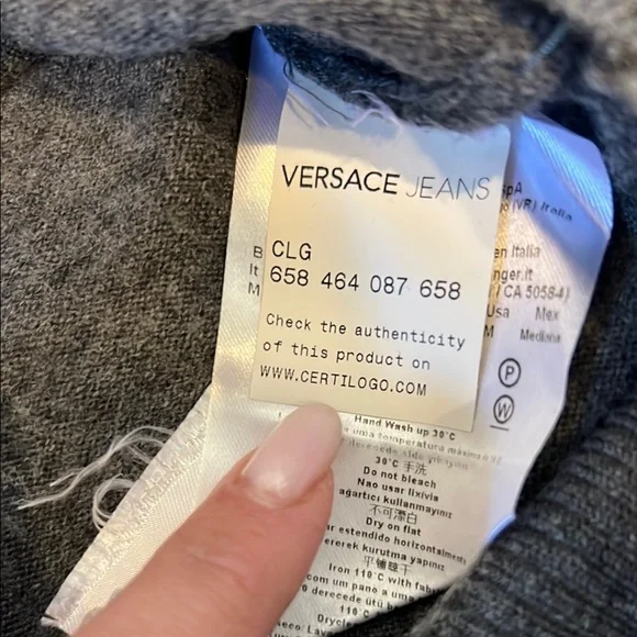 Versace Jeans Collection Charcoal V-Neck Sweater